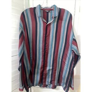 Vintage Kudos Shirt Men's Sz Large 44 Western Striped Long Sleeve Button Front